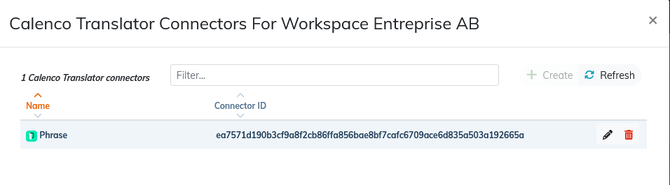 Example for setting the connector to Phrase (Memsource)