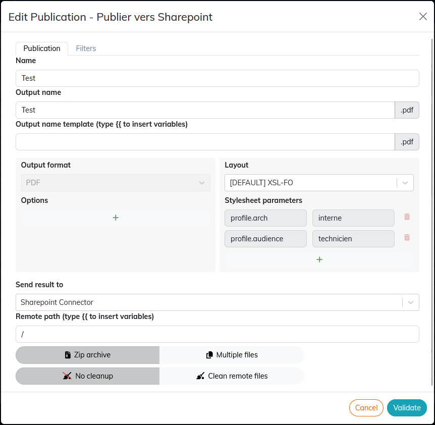Parameters of a publication