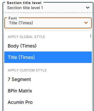 Choice of font for section titles