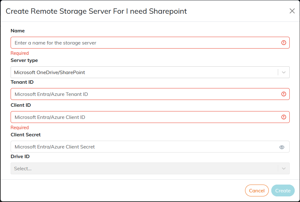 Microsoft Sharepoint / OneDrive server settings