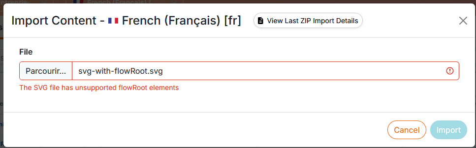 Warning message during import