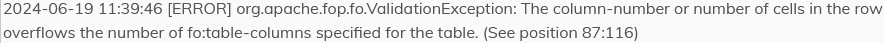 Typical message in the logs of the failed publication
