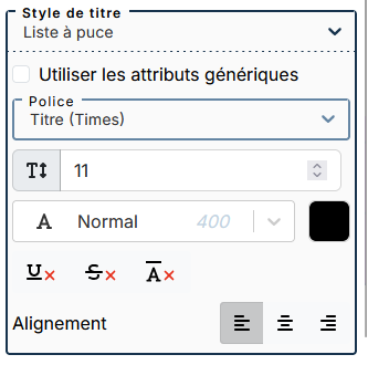 Param&eacute;trage du style de titre pour les listes &agrave; puce