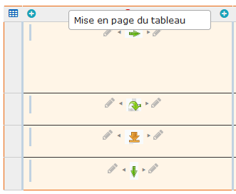 Menu contextuel du tableau
